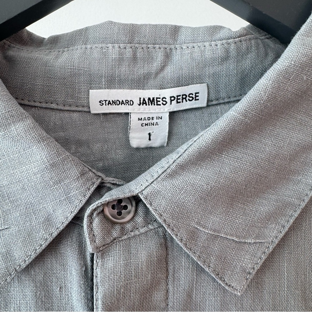 James Perse Linen Long Sleeve Button Down Shirt - Picture 2 of 4